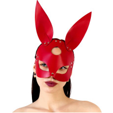 Шкіряна маска Зайчика Art of Sex - Bunny mask, колір Червоний