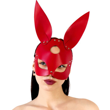Шкіряна маска Зайчика Art of Sex - Bunny mask, колір Червоний – купити