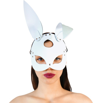 Шкіряна маска Зайчика Art of Sex - Bunny mask, колір Білий – купити