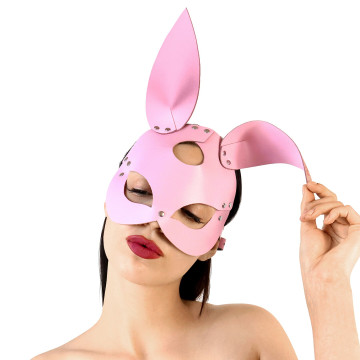 Шкіряна маска Зайчика Art of Sex - Bunny mask, колір Рожевий – купити
