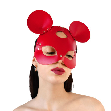 Шкіряна маска мишки Art of Sex - Mouse Mask, колір Червоний – купити