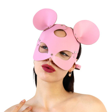 Шкіряна маска мишки Art of Sex - Mouse Mask, колір Рожевий – купити