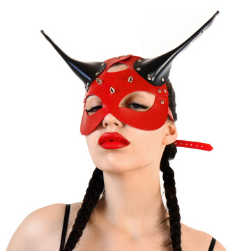 Шкіряна маска Art of Sex - Lucifer Red&Black – купити