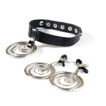 Набір чокер + затискачі Art of Sex - Choker and Nipple clamps Triada, колір чорний – купити