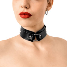 БДСМ-нашийник з кільцем Art of Sex - Martina Collar with ring, натуральна шкіра,  колір чорний