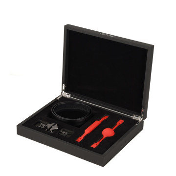 Шкіряний кляп з 2-ма насадками LOCKINK Ball-Gag & Gag-bite Set - Black – купити