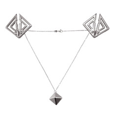 Затискачі для сосків з важкою підвіскою LOCKINK Adjustable Nipple Clamps with Heavy Pendant - Grey