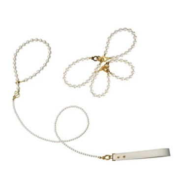 Перлинний нашийник з повідцем та наручниками LOCKINK Pearl Bondage & Restraint Set – купити