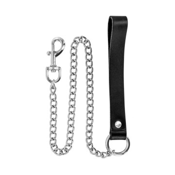 Повідець Fetish Tentation Premium Metal leash with cowhide leather wrist 72 см – купити