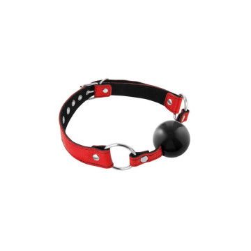 Кляп Fetish Tentation Premium Leather gag with silicone ball Red – купити