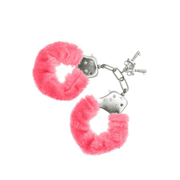 Наручники S Pleasures Furry Cuffs Pink з пухнастим оздобленням, 2 ключі в комплекті – купити
