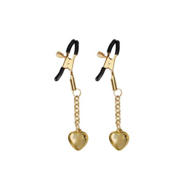 Затискачі для сосків Liebe Seele Solid Heart Nipple Clamps Gold – купити