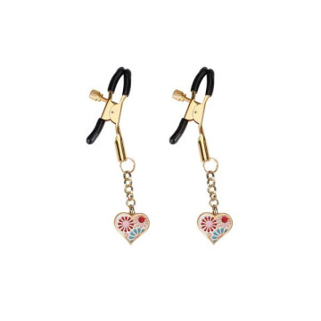 Затискачі для сосків Liebe Seele Nipple Clamps Gold Heart-shaped Flowers on White – купити