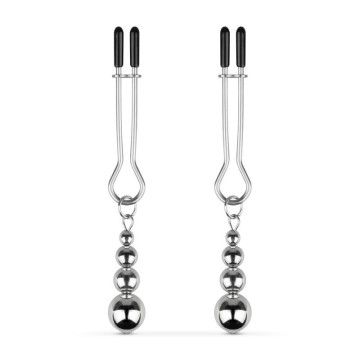 Затискачі для сосків Bedroom Fantasies: Nipple Clamps with Beaded Chain - Silver – купити