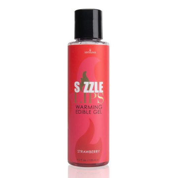 Зігрівальний масажний гель Sensuva Sizzle Lips Strawberry (125 мл), без цукру, їстівний – купити