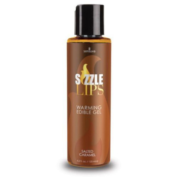 Зігрівальний масажний гель Sensuva Sizzle Lips Salted Caramel (125 мл), без цукру, їстівний – купити