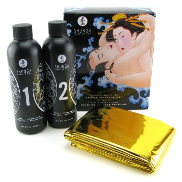 Гель для NURU масажу Shunga Oriental Body-to-Body – Exotic Fruits (2 x 225 мл) плюс простирадло – купити