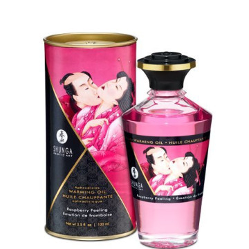 Розігрівальна олія Shunga Aphrodisiac Warming Oil – Raspberry Feeling (100 мл) без цукру, смачна – купити
