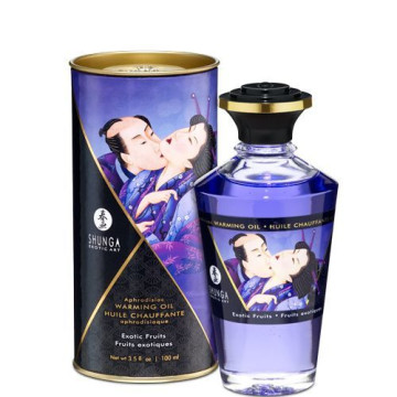 Розігрівальна олія Shunga Aphrodisiac Warming Oil – Exotic Fruits (100 мл) без цукру, смачна – купити