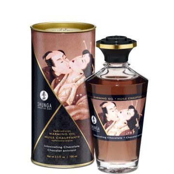 Розігрівальна олія Shunga Aphrodisiac Warming Oil – Intoxicating Chocolate (100 мл) без цукру – купити