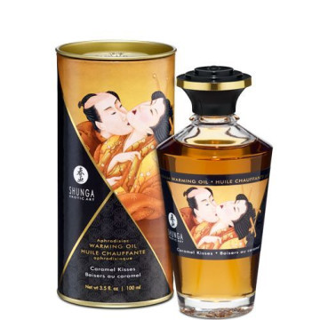 Розігрівальна олія Shunga Aphrodisiac Warming Oil – Caramel Kisses (100 мл) без цукру, смачна – купити