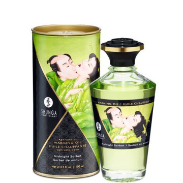 Розігрівальна олія Shunga Aphrodisiac Warming Oil – Midnight Sorbet (100 мл) без цукру, смачна – купити