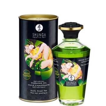 Органічна розігрівальна олія Shunga Aphrodisiac Warming Oil – Exotic green tea (100 мл) без цукру – купити