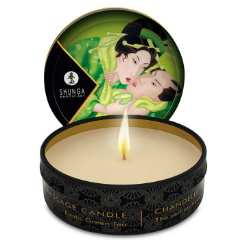 Масажна свічка Shunga Mini Massage Candle – Exotic Green Tea (30 мл) з афродизіаками – купити