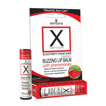 Стимулювальний бальзам для губ унісекс Sensuva - X on the Lips Strawberry з феромонами, полуниця – купити